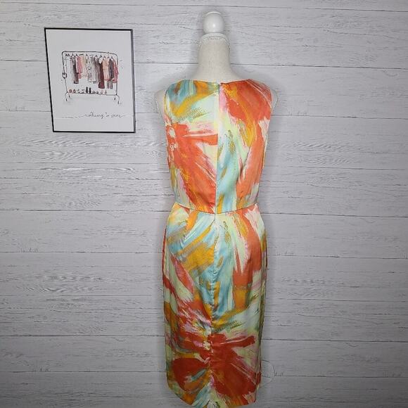 Tahari Sleeveless Multi Colored Print Dress Size 6 Petite - Picture 2 of 12